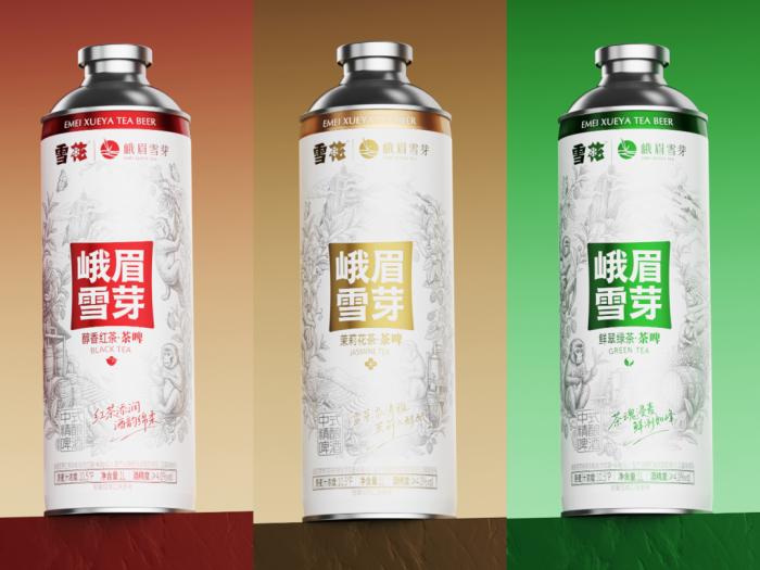 峨眉雪芽与雪花联名集齐红花绿三种口味的精酿茶.png